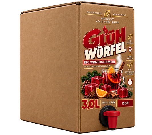 Glühwein - Glühwürfel rot - 3,0 Liter Bag-in-Box - BIO